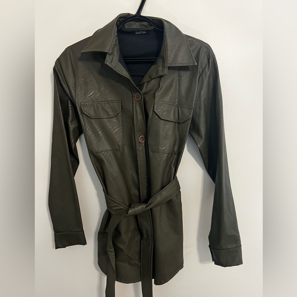 Boohoo faux leather trench coat